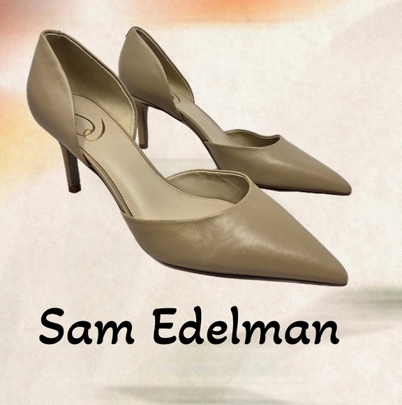 Sam Edelman Shoes - Sam Edelman Viv Pointed Toe Pump Sz 8.5 Beige Leather Office To Dinner Wear
